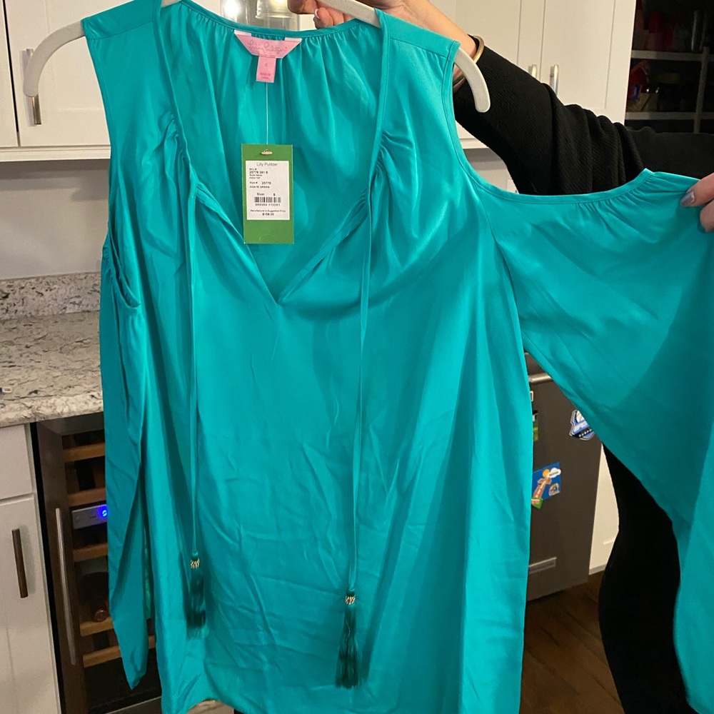 Lily Pulitzer teal blouse